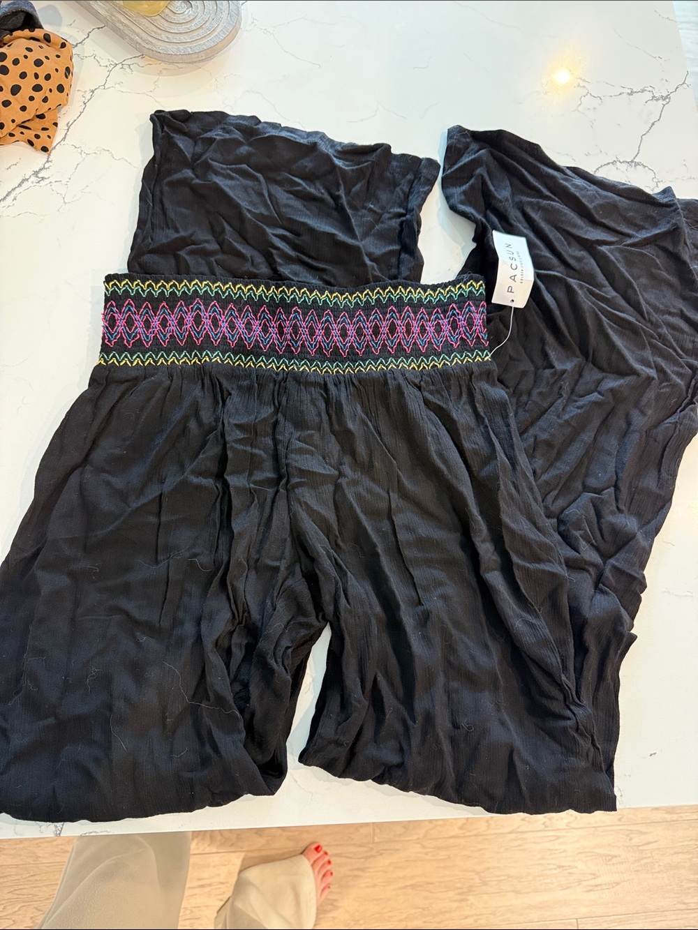 PacSun Black Strapless Jumpsuit with Multicolor Smocked Waist